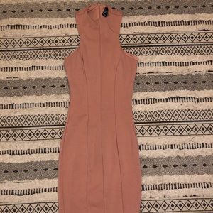 dusty pink bodycon zip up dress